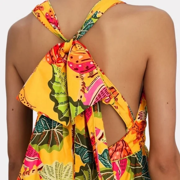 FARM RIO Yellow Beaks & Bananas Maxi Dress Size Small - Picture 2 of 7